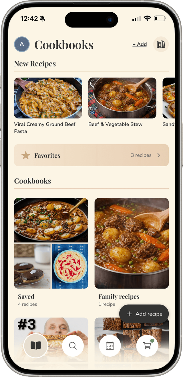 FOODIE app main screen