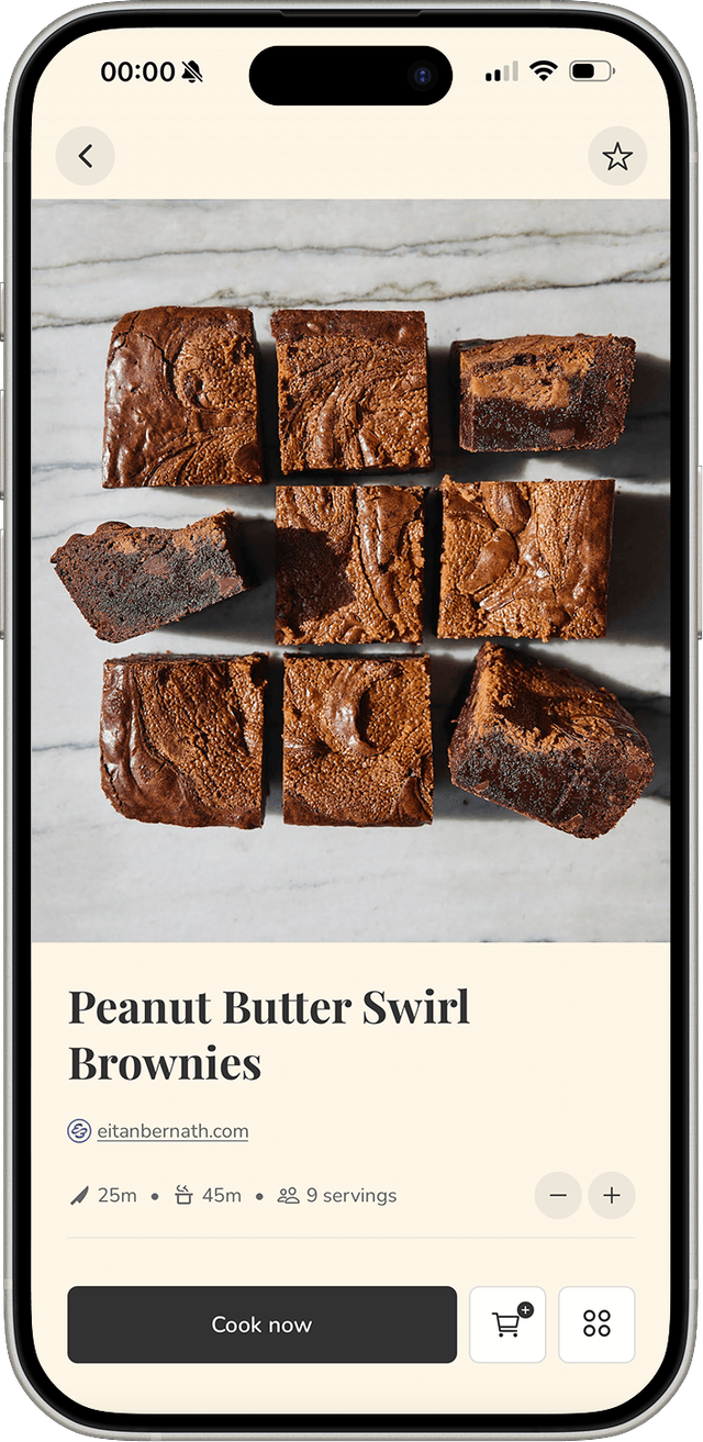 Recipe result screen