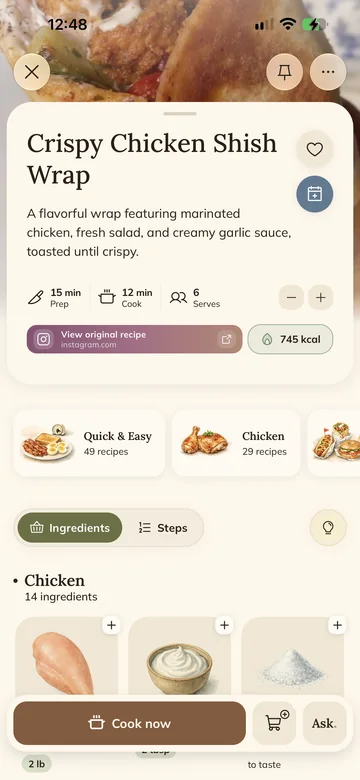 Foodie — Rezeptübersicht: Crispy Chicken Shish Wrap